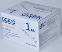 1 мл трехкомпонентный шприц Pakro инсулиновый U100 , с иглой 0,3х13, 100 шт купить в Ростове-на-Дону